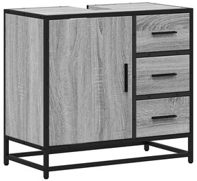 vidaXL Ντουλάπι νιπτήρα μπάνιου γκρι Sonoma 65x33x60 cm
