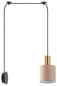 Φωτιστικό Τοίχου - Απλίκα SE21-GM-4-NM1W-SH3 ADEPT TUBE Gold Matt Wall Lamp Brown Fabric Shade+ - Ύφασμα - 77-8826