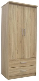 Wardrobe Olympus with 2 doors and drawers in light oak colour 81x57x183 81x57x183 εκ.