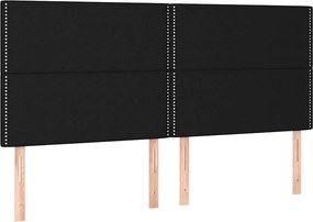 vidaXL Κρεβάτι Boxspring με Στρώμα Μαύρο 200x200 εκ. Υφασμάτινο
