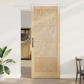 vidaXL Συρόμενη Πόρτα με Σετ Σιδηρικών 93x232 εκ. Ξύλο Πεύκο