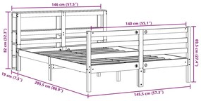 Σκελετός Κρεβατιού Χωρίς Στρώμα Καφέ 140x200 Μασίφ Ξύλο Πεύκου - Καφέ