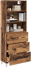 VidaXL Highboard 2 τμχ. Παλιό ξύλο 69,5 x 34 x 180 εκ.