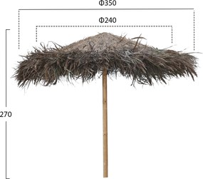 ΟΜΠΡΕΛΑ ΨΑΘΙΝΗ ΤΡΟΠΙΚΗ ΜΕ ΑΝΤΗΡΙΔΕΣ Φ240x270Υ εκ.HM5897