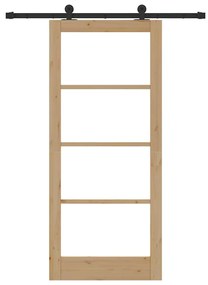 vidaXL Συρόμενη Πόρτα Χειροκίνητος Καφέ 86 x 198.5 cm Ξύλο και μέταλλο