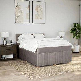 vidaXL Κρεβάτι Boxspring με Στρώμα Taupe 160x200 εκ. Υφασμάτινο