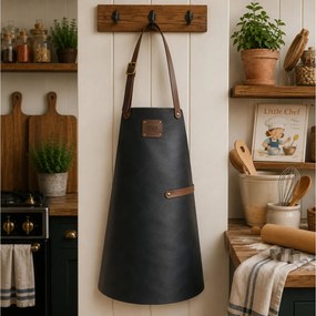 ΣΥΛΛΟΓΉ CHEF ΕSSENTIALS SMOOTH LEATHER KIDS APRON BLACK DOXX AMSTERDAM