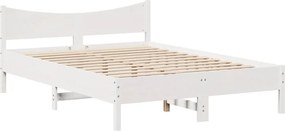 vidaXL Πλαίσιο Κρεβατιού Κεφαλάρι Λευκό 150x200εκ Μασίφ Πεύκο