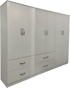 Ντουλάπα εξάφυλλη Athos pakoworld λευκή 200,5x42x180εκ