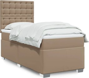vidaXL Κρεβάτι Boxspring με Στρώμα Καπουτσίνο 100x200εκ.από Συνθ.Δέρμα