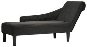 vidaXL Ανάκλιντρο Σκούρο Μαύρο Υφασμάτινο με Μαξιλάρι και Μπράτσο