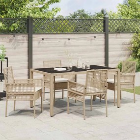 vidaXL Σέτ φαγητού για κήπο 5 pcs Μπεζ συνθετικό ρατάν