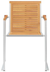 vidaXL Καρέκλες Κήπου 2 τεμ. από Μασίφ Ξύλο Teak/Ατσάλι με Μαξιλάρια