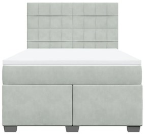 Κρεβάτι Boxspring με Στρώμα Ανοιχτό Γκρι 160x200 εκ. Βελούδινο - Γκρι