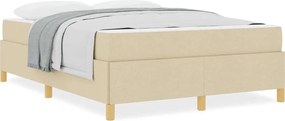 vidaXL Σκελετός Κρεβατιού με στρώμα Κρεμ 140 x 190 cm ύφασμα