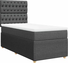 vidaXL Κρεβάτι Boxspring με Στρώμα Σκούρο Γκρι 90x200 εκ. Υφασμάτινο