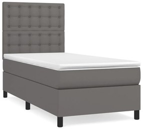 Κρεβάτι Boxspring με Στρώμα Γκρι 80 x 200 εκ. Συνθετικό Δέρμα - Γκρι