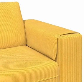 vidaXL Καναπές Απαλό Κίτρινο 250 x 77 x 76 εκ. Υφασμάτινο Κορντουρά