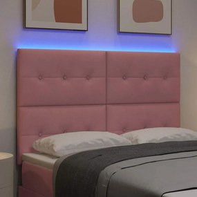 vidaXL LED κεφαλάρι Ροζ Βελούδο