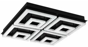 Eglo Fradelo Μοντέρνα Πλαφονιέρα Οροφής με Ενσωματωμένο LED και Κρύσταλλα σε Μαύρο χρώμα 52cm 99328