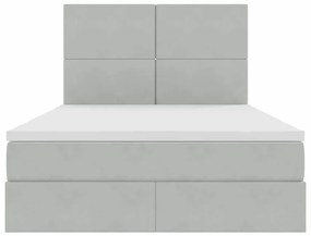 vidaXL Κρεβάτι με αποθηκευτικό χώρο και LED Ανοιχτό γκρι 140 x 200 cm
