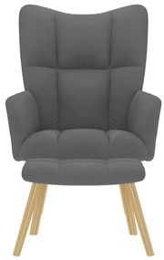 vidaXL Πολυθρόνα Relax Σκούρο Γκρι Υφασμάτινη με Υποπόδιο