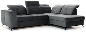 Γωνιακός καναπές Κρεβάτι BELAVIO L, με αποθηκευτικό χώρο, γκρί σκούρο 272x107x207cm-Δεξιά γωνία-BOG9034