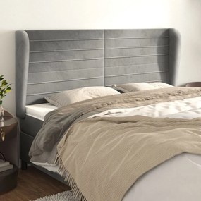 Κεφαλάρι με Πτερύγια Ανοιχτό Γκρι 183x23x118/128 εκ. Βελούδινο 3118156