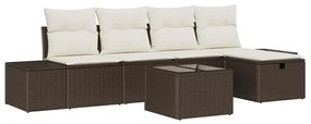 vidaXL Σετ Καναπέ Κήπου με μαξιλάρι 6 pcs Καφέ Πολυ ράταν