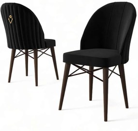 Καρέκλα Ritim Babyface (Σετ 4Τμχ) 240CHR1490 44x42x96cm Black-Brown Μέταλλο,Ύφασμα