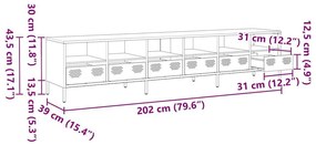 Έπιπλο Τηλεόρασης Λαδί 202x39x43,5 εκ. Ατσάλι Ψυχρής Έλασης - Πράσινο