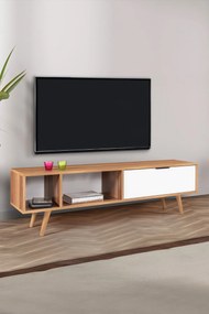 Έπιπλο Τηλεόρασης Καρυδί / Λευκό REGREVA 160x35x18