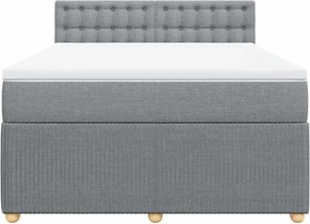 vidaXL Κρεβάτι Boxspring με Στρώμα Ανοιχτό Γκρι 140x200 εκ. Υφασμάτινο