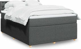 vidaXL Κρεβάτι Boxspring με Στρώμα Σκούρο Γκρι 160x200 εκ Υφασμάτινο