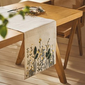 Runner Florette 206 Beige-Green Gofis Home 40x160 Λινό-Πολυέστερ