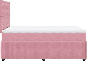 vidaXL Κρεβάτι Boxspring με Στρώμα Ροζ 120x190 εκ. Βελούδινο