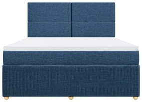 vidaXL Κρεβάτι Boxspring με Στρώμα Μπλε 180x200 εκ. Υφασμάτινο