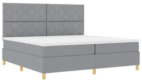 vidaXL Κρεβάτι με ελατήρια Ανοιχτό γκρι 200 x 200 cm ύφασμα