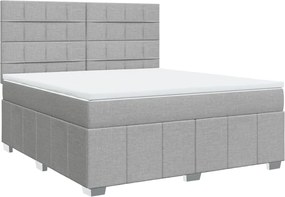vidaXL Κρεβάτι Boxspring με Στρώμα Ανοιχτό Γκρι 180x200 εκ. Υφασμάτινο