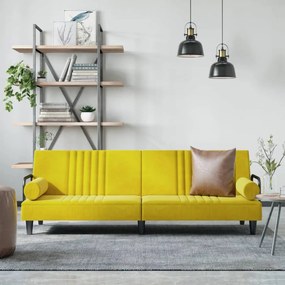 351899 vidaXL Καναπές Κρεβάτι με Μπράτσα Κίτρινος Βελούδινος Κίτρινο, 1 Τεμάχιο