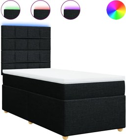 vidaXL Κρεβάτι Boxspring με Στρώμα Μαύρο 80 x 200 εκ. Υφασμάτινο
