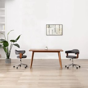 vidaXL Καρέκλα Τραπεζαρίας Περιστρεφόμενη Γκρι Λυγισμένο Ξύλο/Ύφασμα