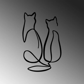 Decorative Metal Wall Accessory Couple Cat Love Black