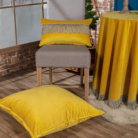 Μαξιλαροθήκη Διακοσμητική Δαπέδου Velvet 14 Yellow Teoran 65Χ65 Βαμβάκι-Ακρυλικό