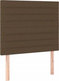 vidaXL Κρεβάτι Boxspring με Στρώμα &amp; LED Σκ.Καφέ 100x200 εκ Υφασμάτινο
