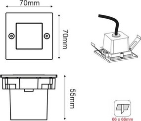 Χωνευτή απλίκα τοίχου Cortex Square 6000K-Χρώμιο