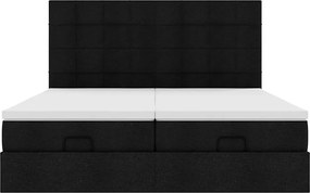 vidaXL Οθωμανικό Κρεβάτι με Στρώματα Μαύρο 200x200cm Ύφασμα