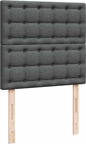 vidaXL Κρεβάτι Boxspring με Στρώμα Σκούρο Γκρι 90x190 εκ. Υφασμάτινο