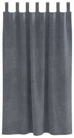 vidaXL Curtains blackout  με βρόχους κρεμάσματος 2 τεμάχια Σούπερ ανοιχτό γκρι βελούδο