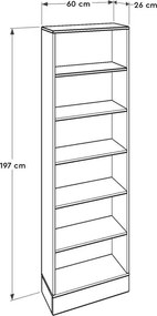 Βιβλιοθήκη Base Megapap χρώμα oak - λευκό 60x26x197εκ.